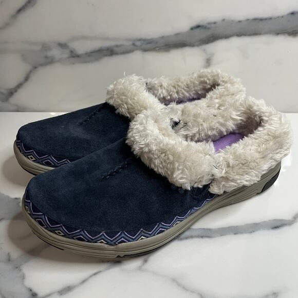 Ryka Women's Blue Leather Sherpa Lined Adventure Slip-ons Clogs Sz 7 Outdoor - Picture 4 of 8